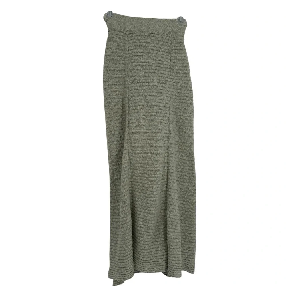 Free People Claudia Green Knit Belted Blanket Skirt Size XS Slit Rib-Knit Maxi - Picture 5 of 11